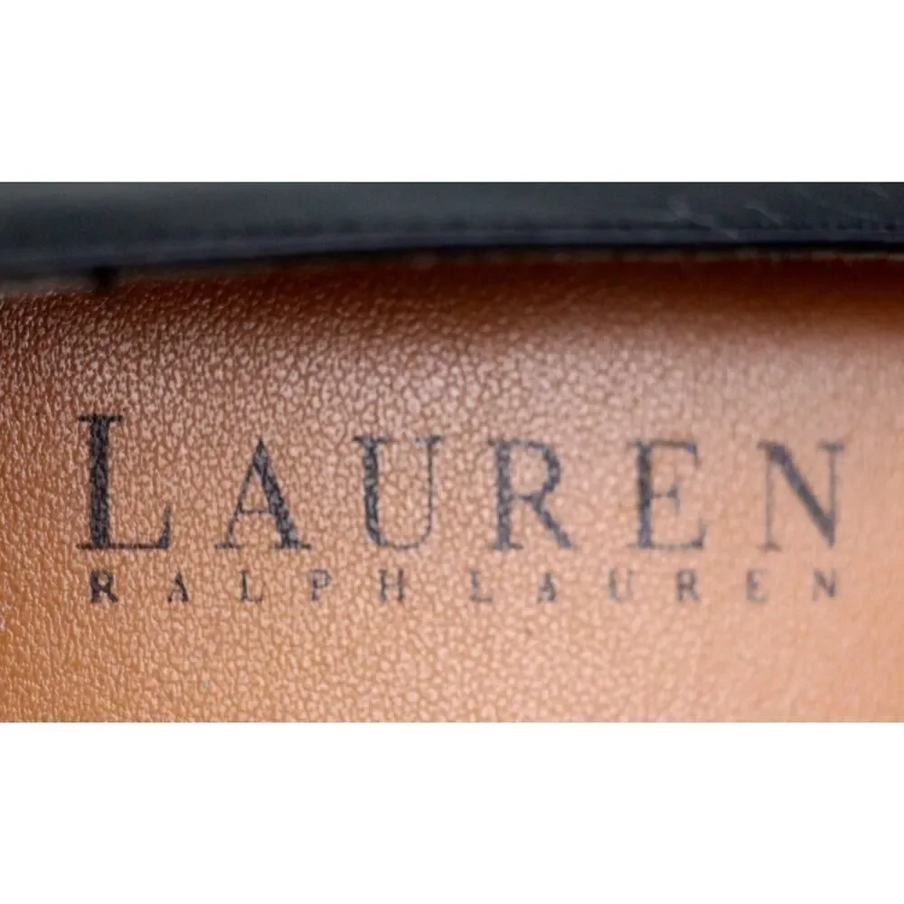 Lauren Ralph Lauren BLACK GENUINE LEATHER MID HEEL CLASSIC PUMP SHOES Sz 7 1/2 B
